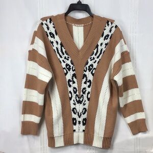 🐇VTG Knit Angora Blend Leopard Print V-Neck Sweater